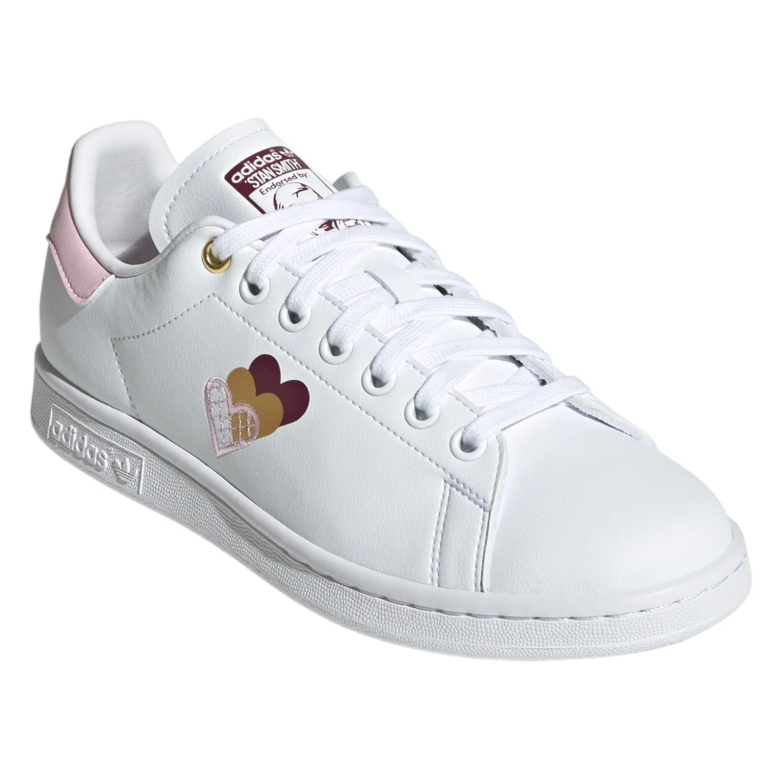 adidas Originals Womens Stan Smith Hearts Shoes - Cloud White / Clear Pink