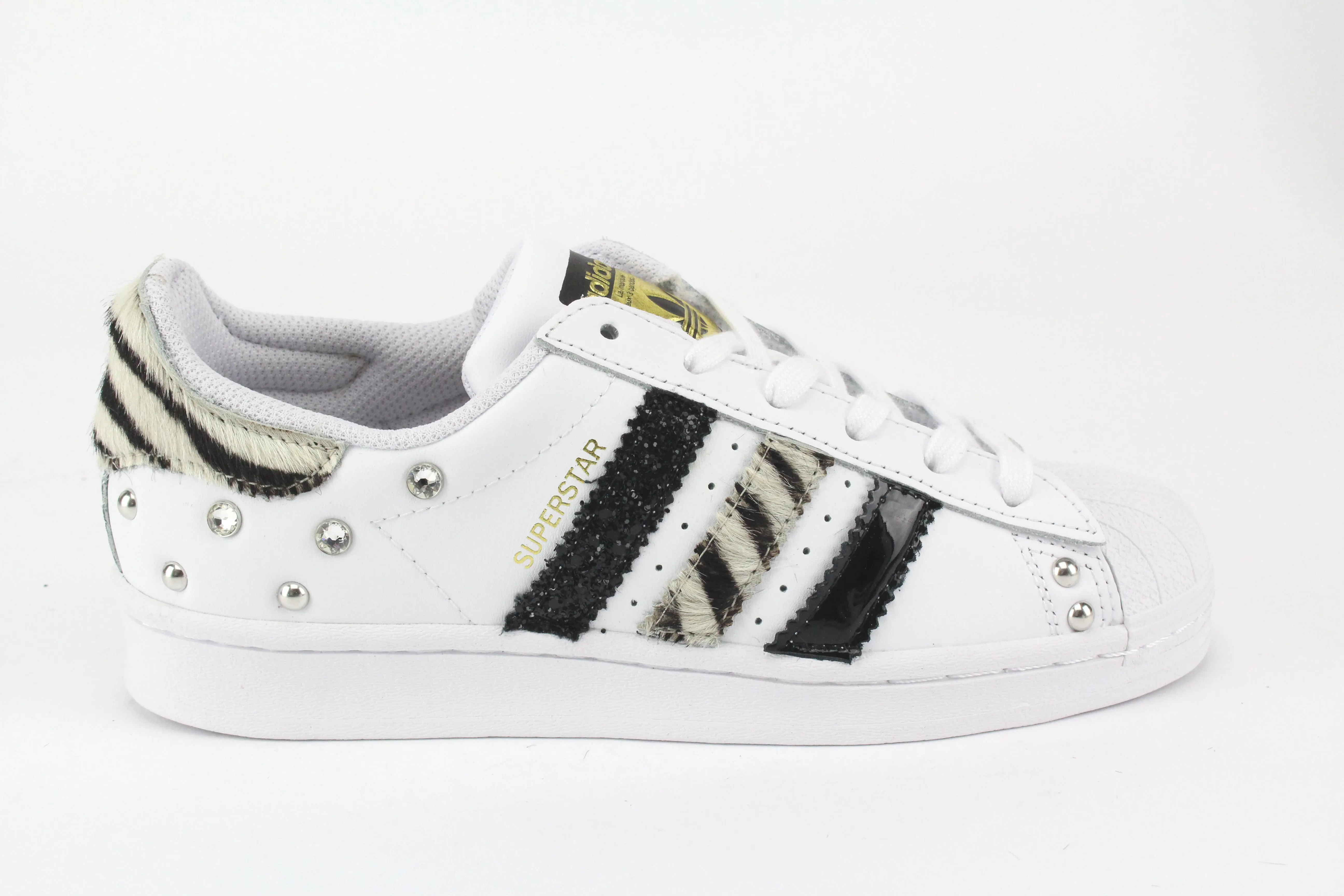 Adidas Superstar Zebrate Strass & vernice Nera