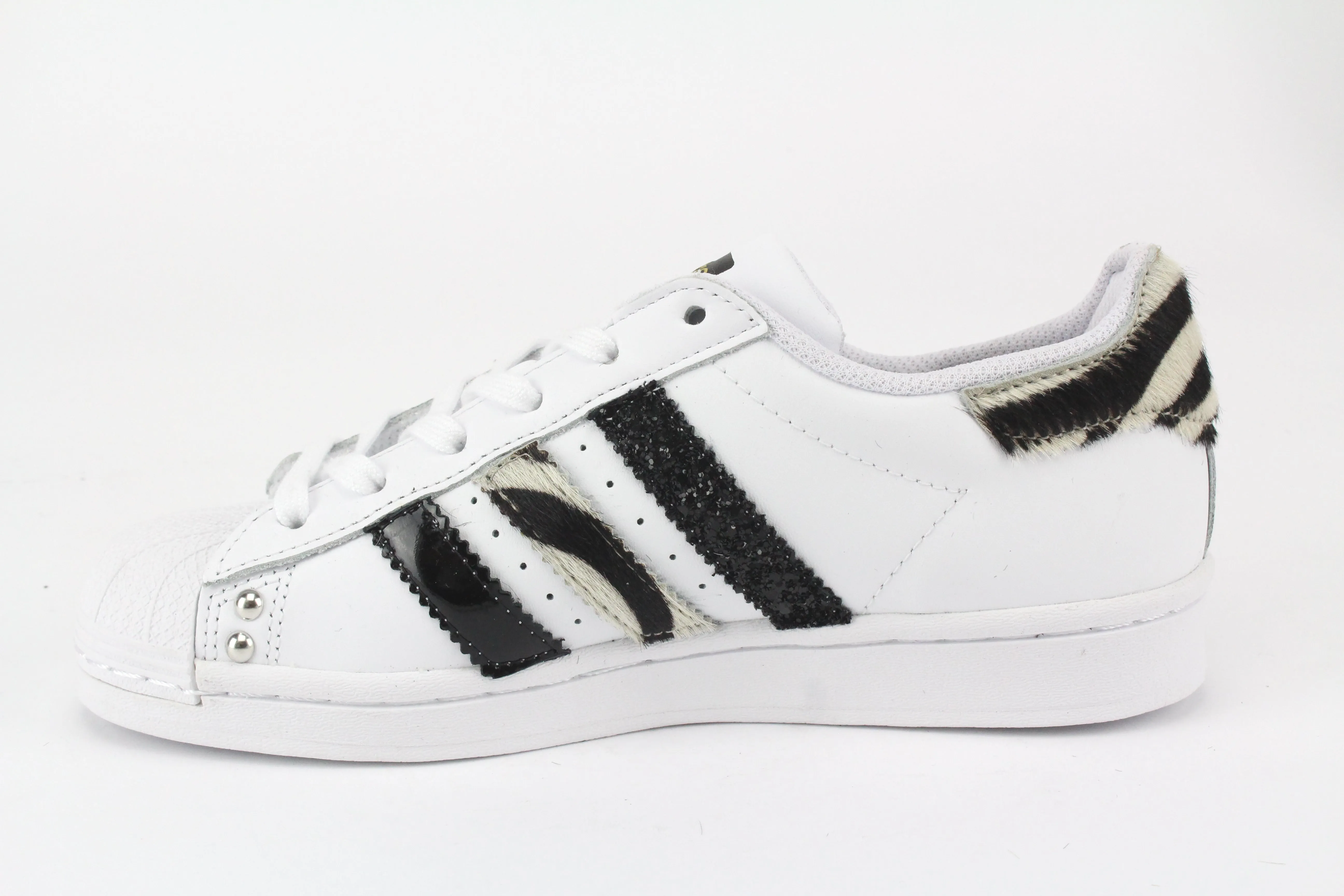 Adidas Superstar Zebrate Strass & vernice Nera