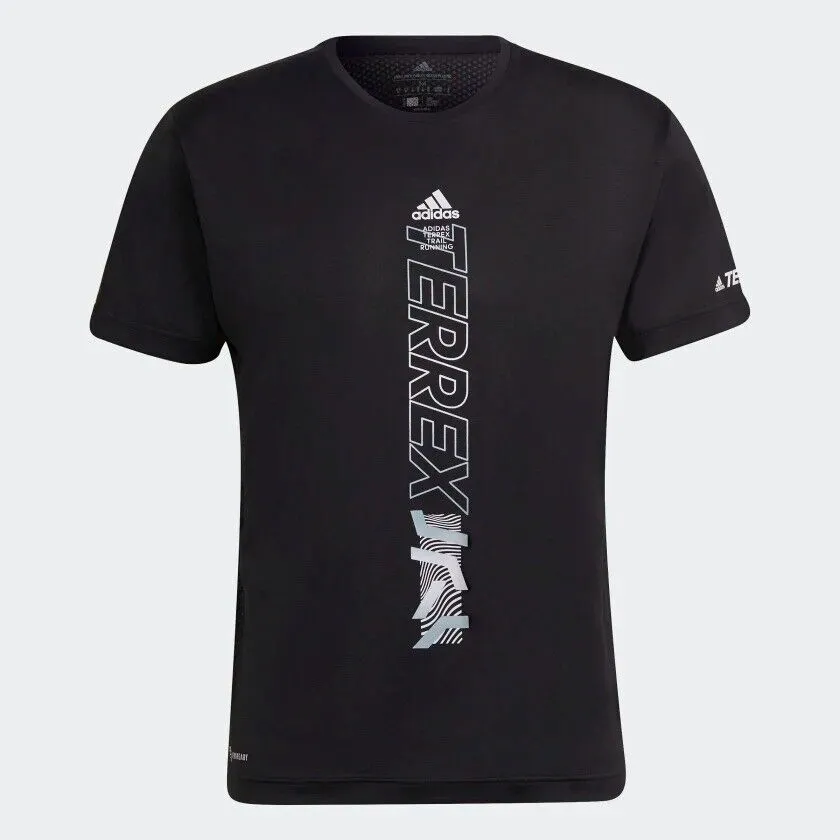 adidas Terrex Agravic Trail Running T-Shirt Mens Sustainable Black Lime White