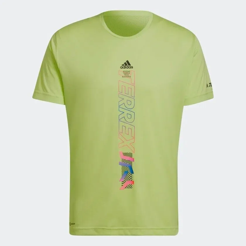 adidas Terrex Agravic Trail Running T-Shirt Mens Sustainable Black Lime White