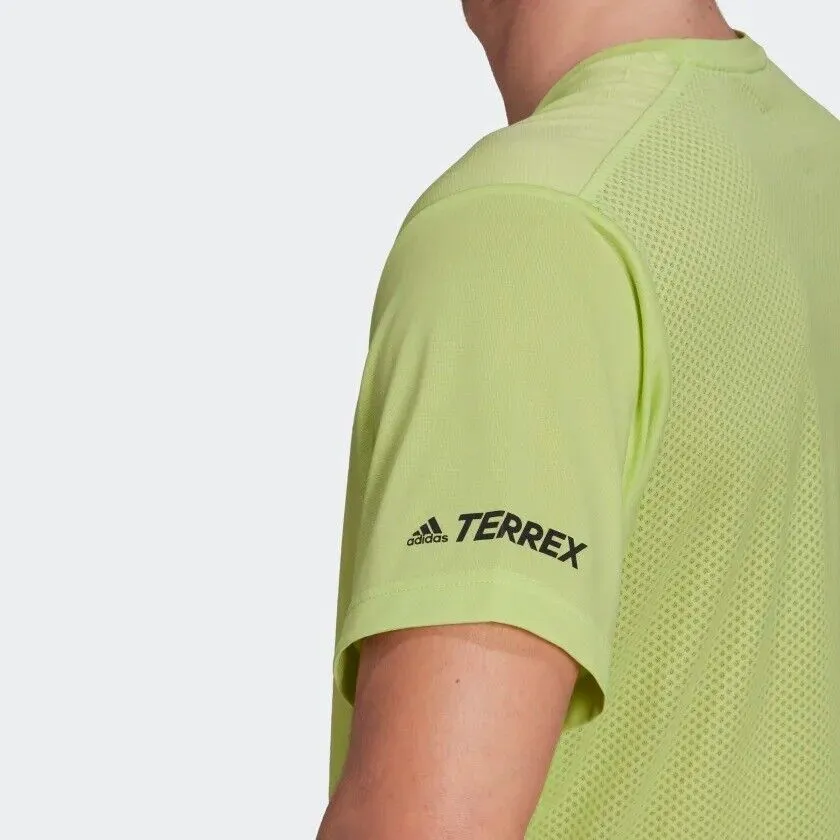 adidas Terrex Agravic Trail Running T-Shirt Mens Sustainable Black Lime White