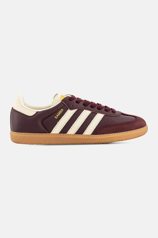 Adidas W Samba OG Maroon/Cream White/Gold Metallic