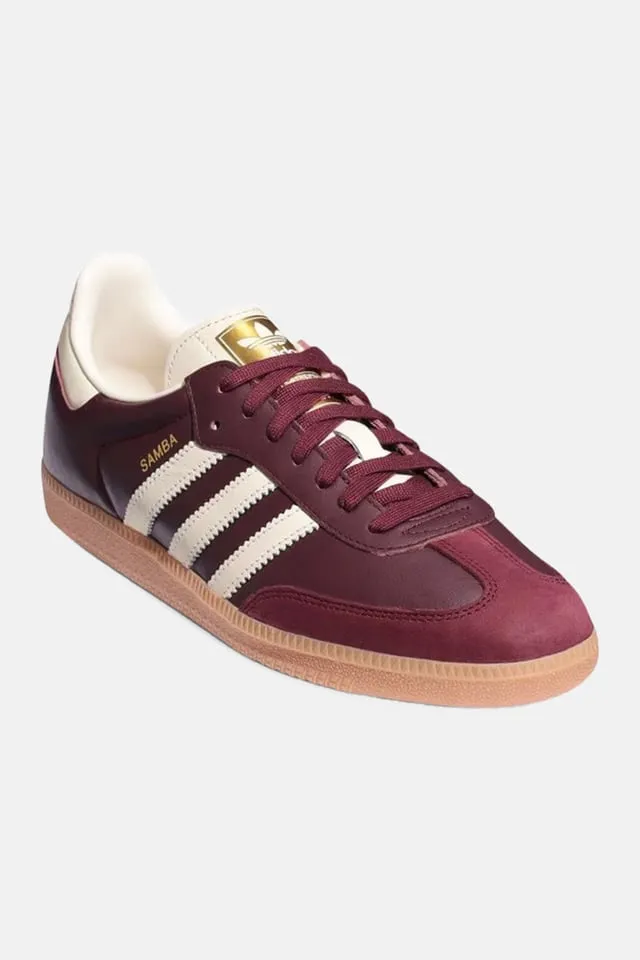 Adidas W Samba OG Maroon/Cream White/Gold Metallic