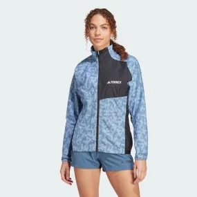 adidas Womens Terrex Trail Running Windbreaker Jacket Blue