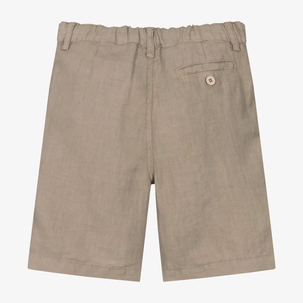 Boys Beige Linen Shorts