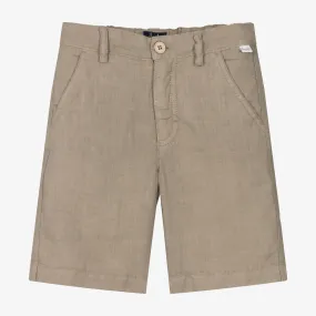 Boys Beige Linen Shorts