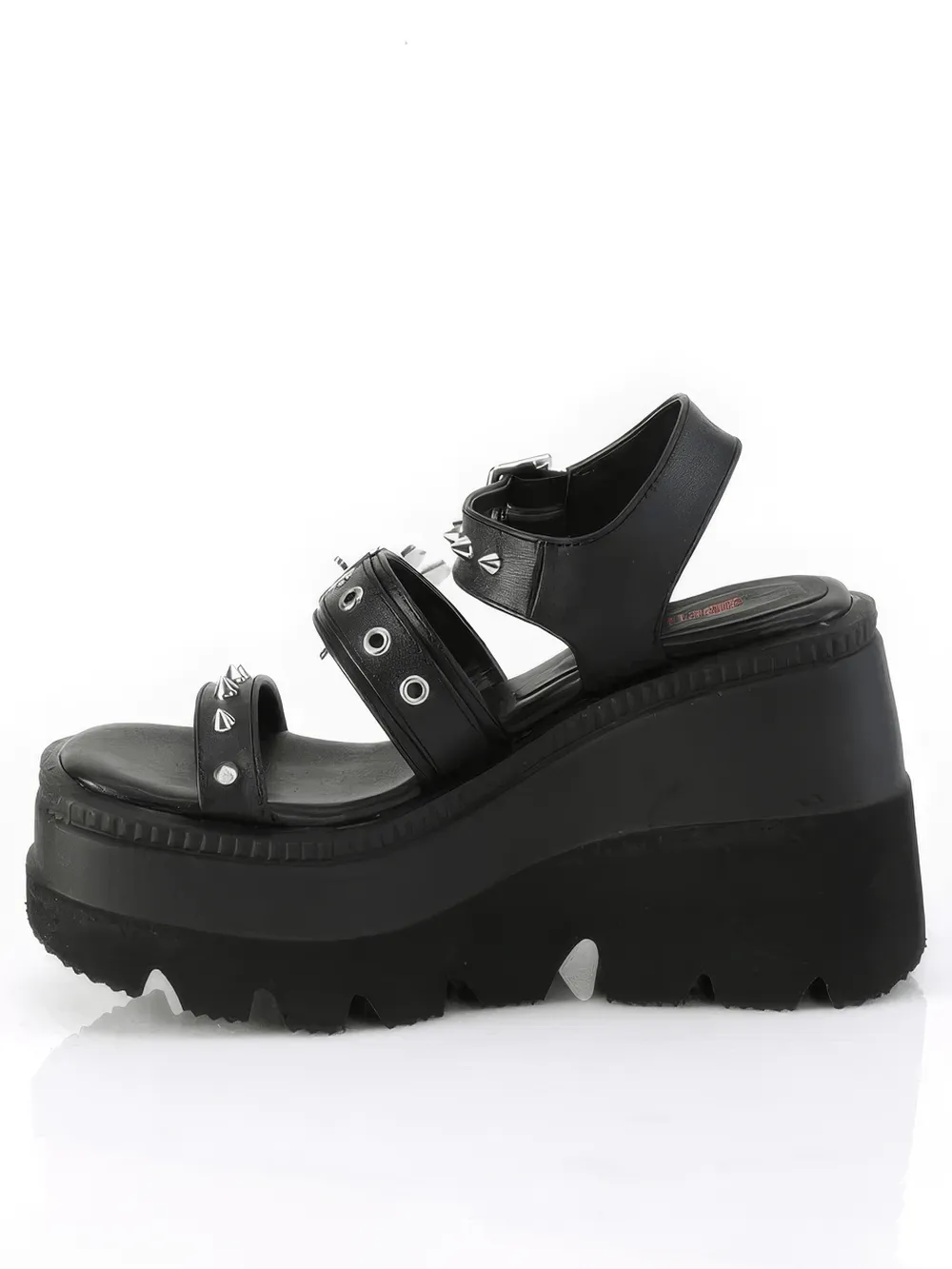 DEMONIA Platform Sandals with Studs and Heart Buckle