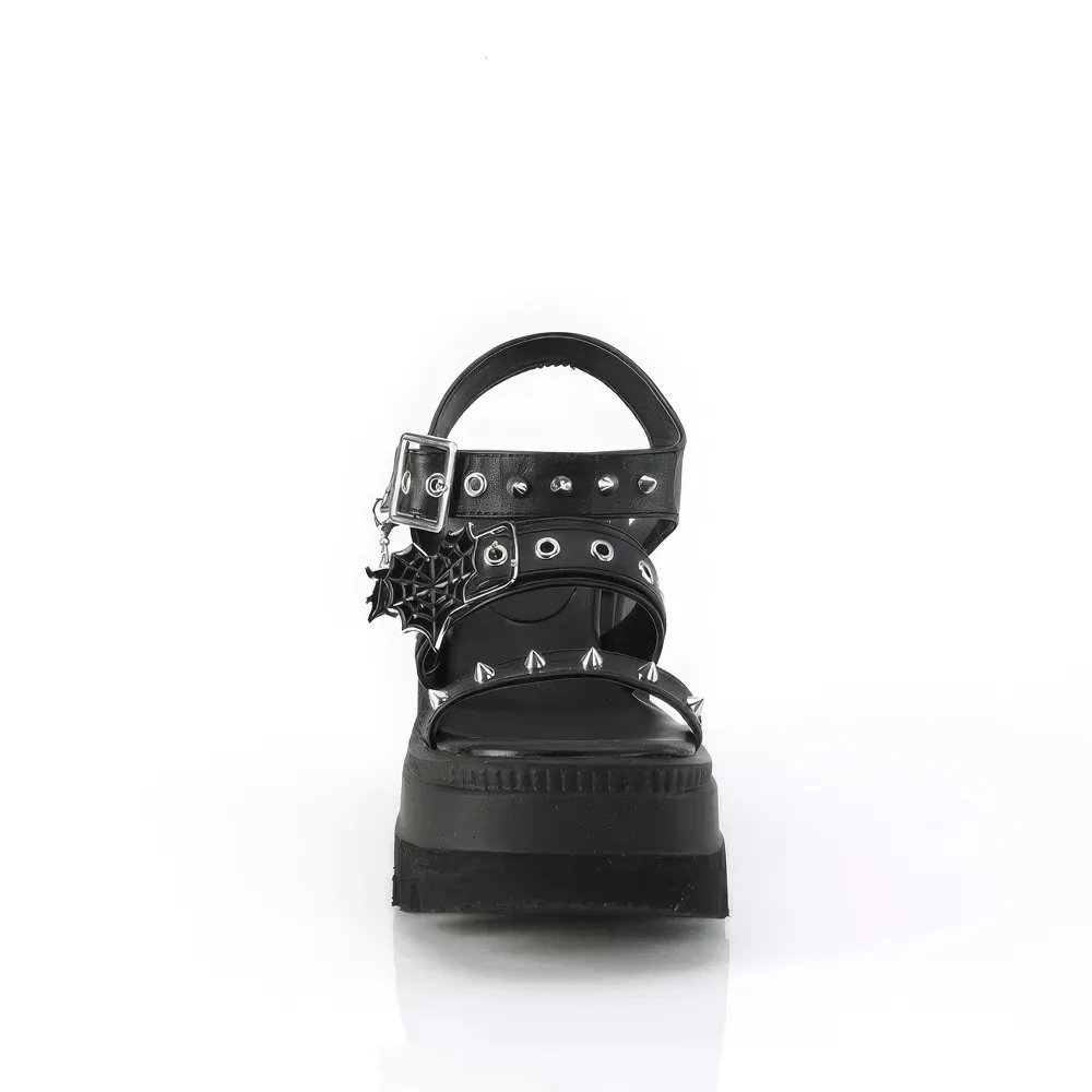 DEMONIA Platform Sandals with Studs and Heart Buckle