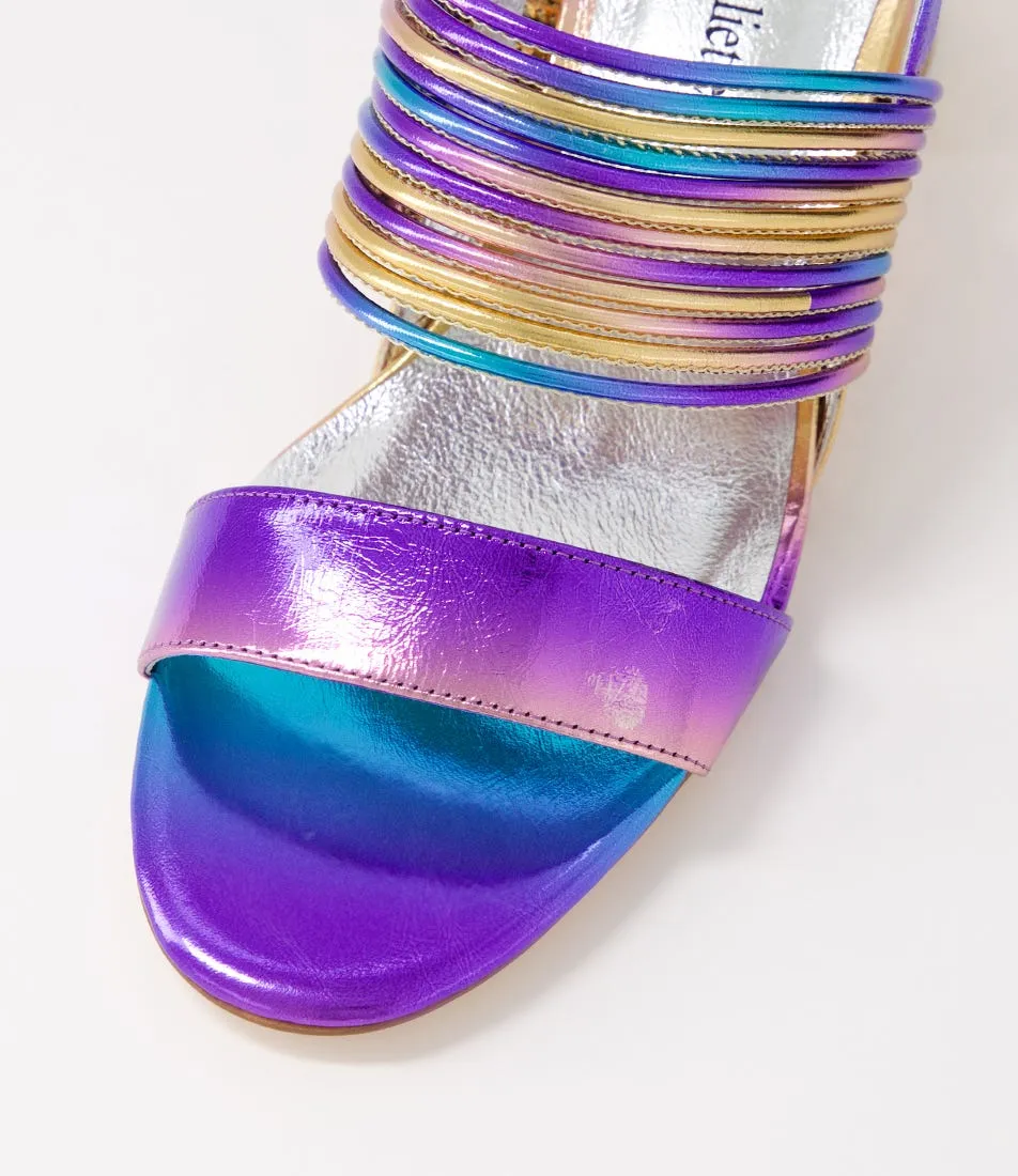 DJANGO & JULIETTE Sarim Purple Rainbow Leather Sandals