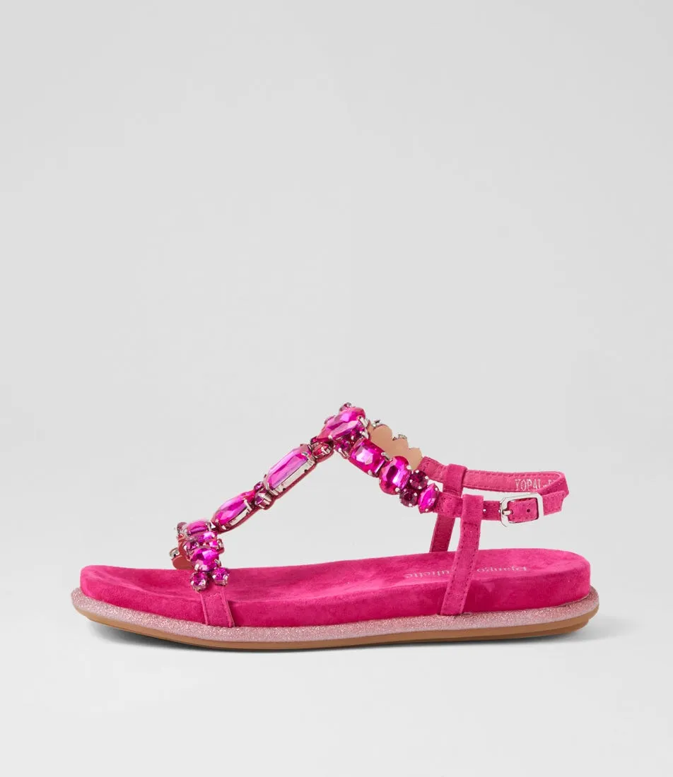 DJANGO & JULIETTE Yopal Fuchsia Suede Jewels Sandals