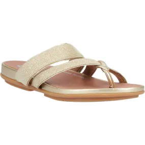 Fitflop Gracie Shimmerlux Strappy Toe Post Sandals Platino