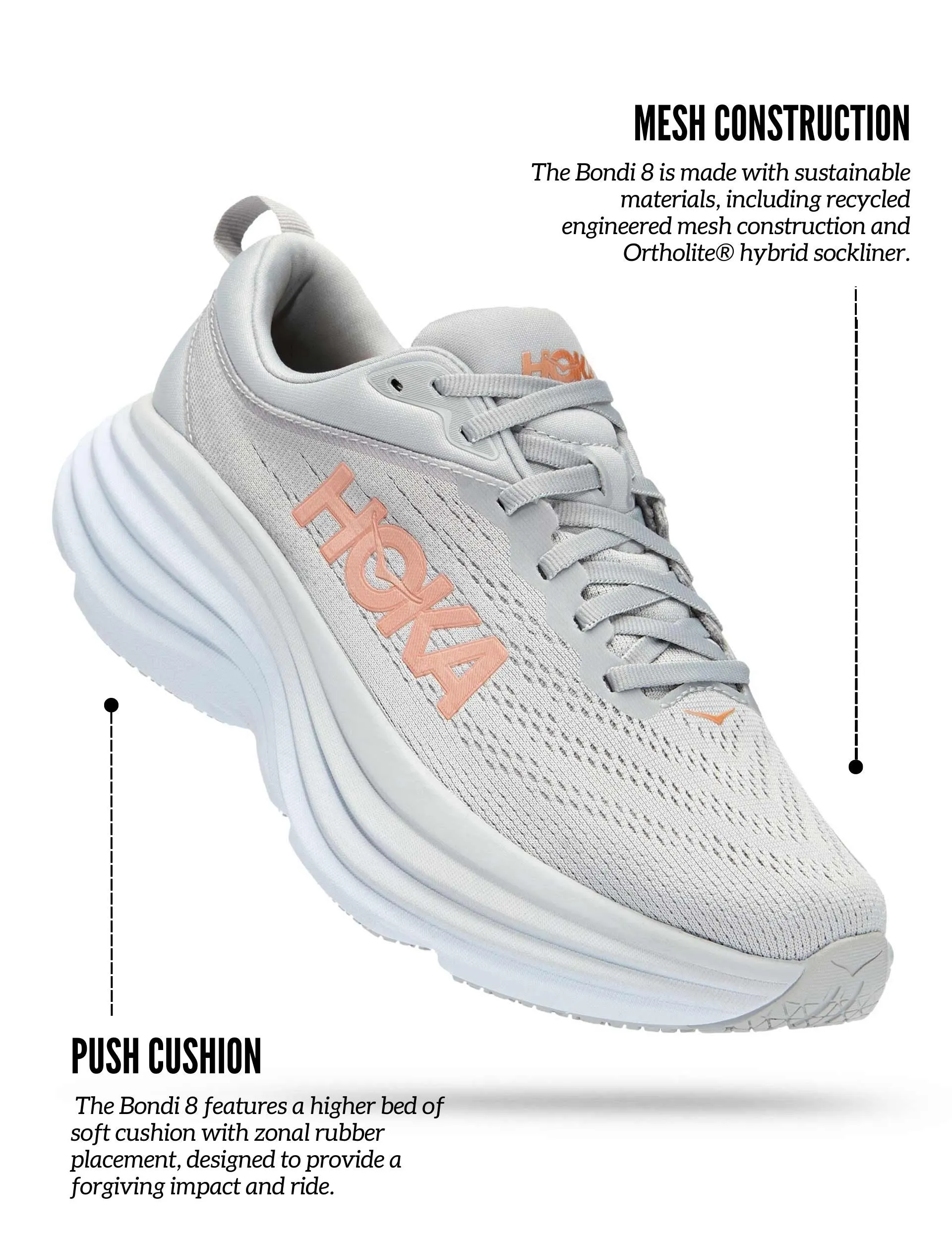 HOKA Bondi 8 - Harbour Mist/Lunar Rock