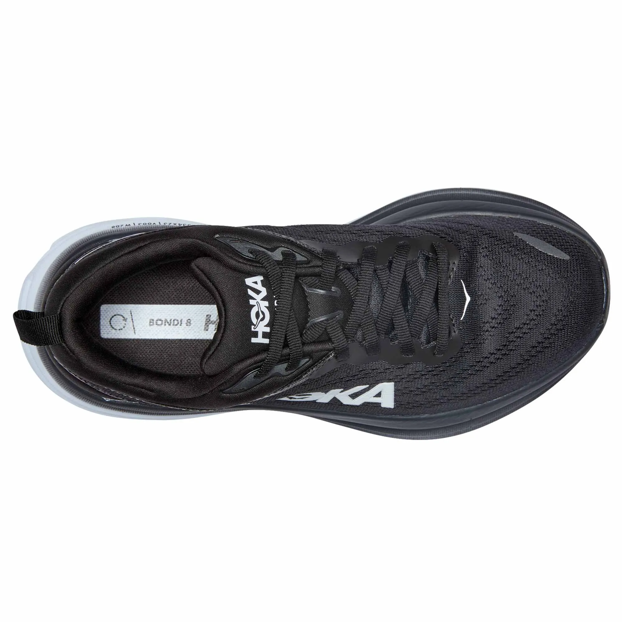 Hoka  Bondi 8 Wide 2E Mens Running Shoes Black/White