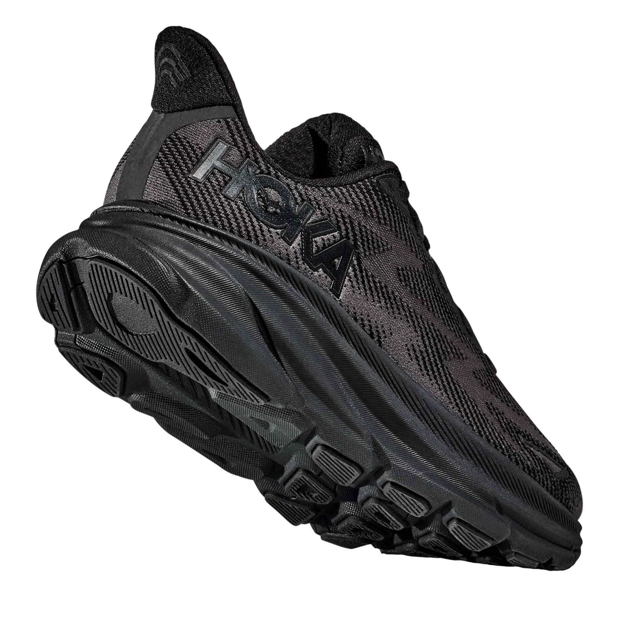 Hoka  Clifton 9 Wide 2E Mens Running Shoes Black/Black