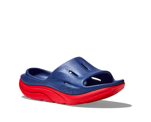 Hoka Ora Recovery Slide Bellwether Blue Red Alert Unisex