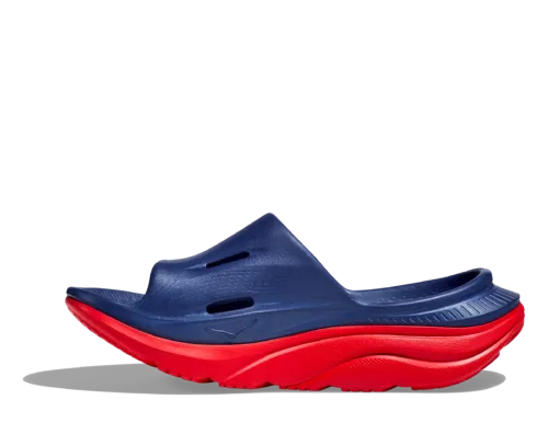 Hoka Ora Recovery Slide Bellwether Blue Red Alert Unisex