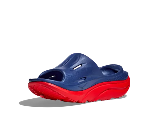 Hoka Ora Recovery Slide Bellwether Blue Red Alert Unisex