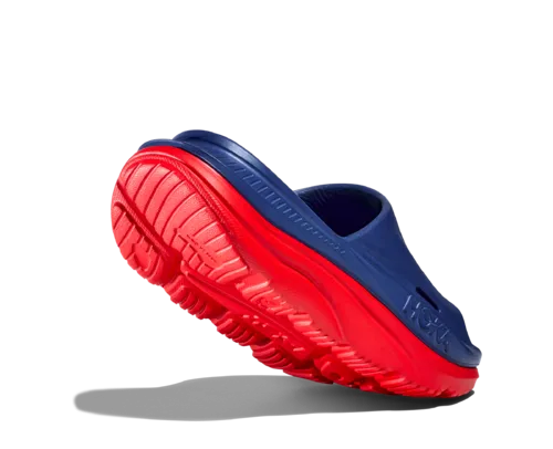 Hoka Ora Recovery Slide Bellwether Blue Red Alert Unisex