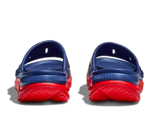 Hoka Ora Recovery Slide Bellwether Blue Red Alert Unisex