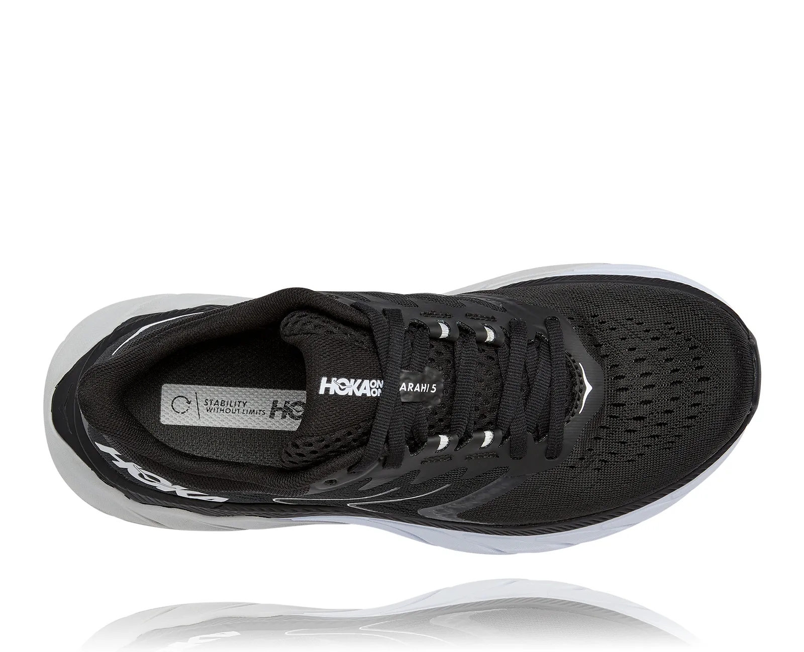 Hoka Womens Arahi 5 ** Wide Width**- Black/White