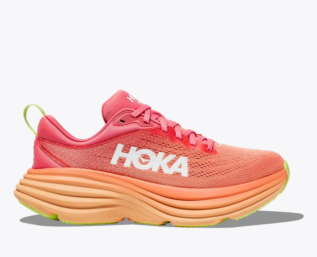 HOKA WOMENS  BONDI 8 - CORAL / PAPAYA