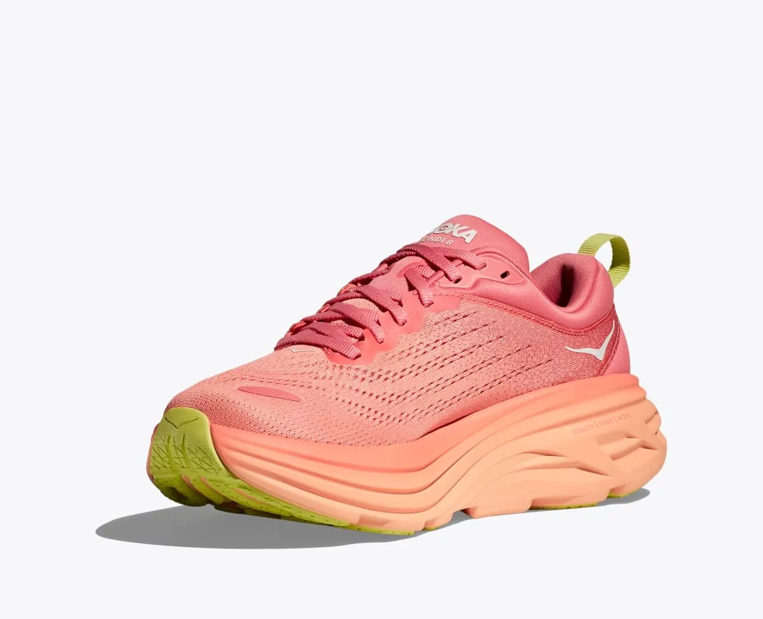 HOKA WOMENS  BONDI 8 - CORAL / PAPAYA