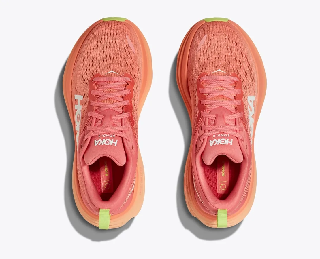 HOKA WOMENS  BONDI 8 - CORAL / PAPAYA