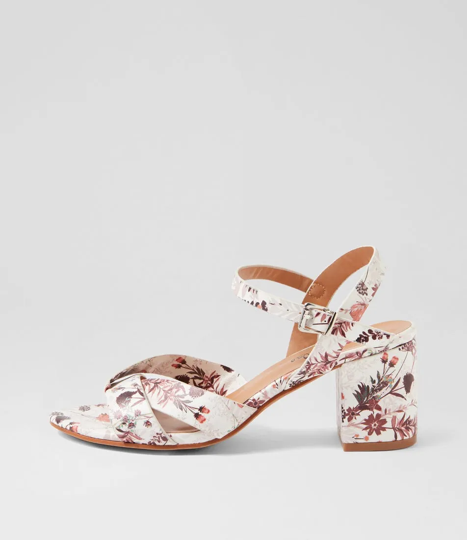 I LOVE BILLY Kora White Brown Floral Sandals