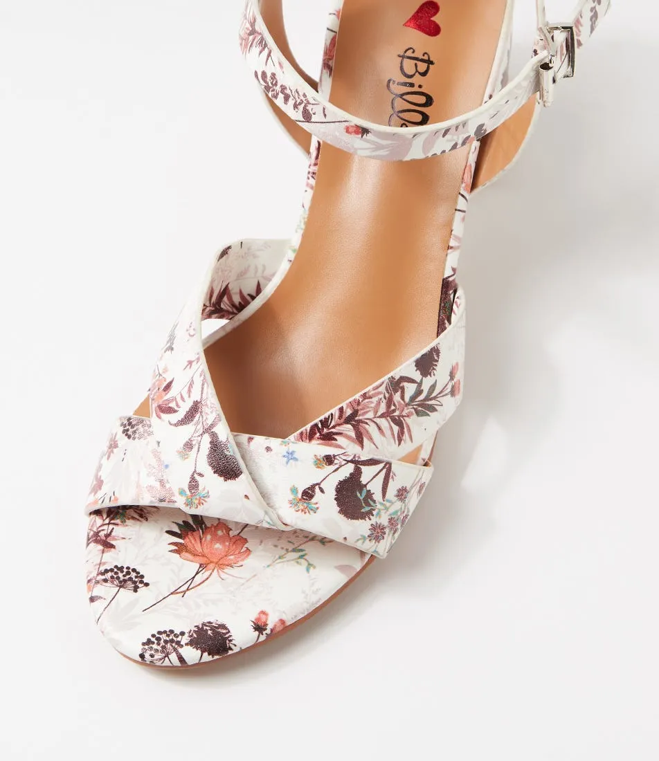 I LOVE BILLY Kora White Brown Floral Sandals