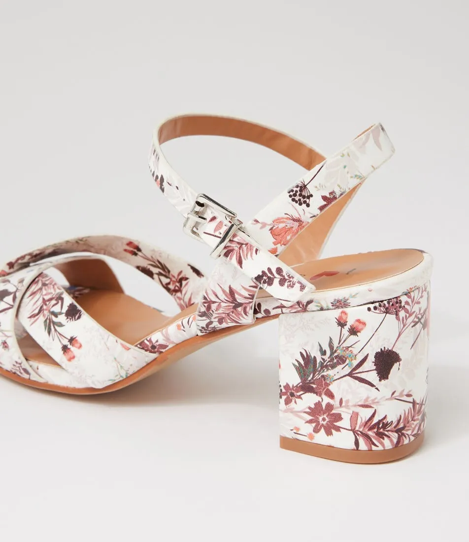 I LOVE BILLY Kora White Brown Floral Sandals