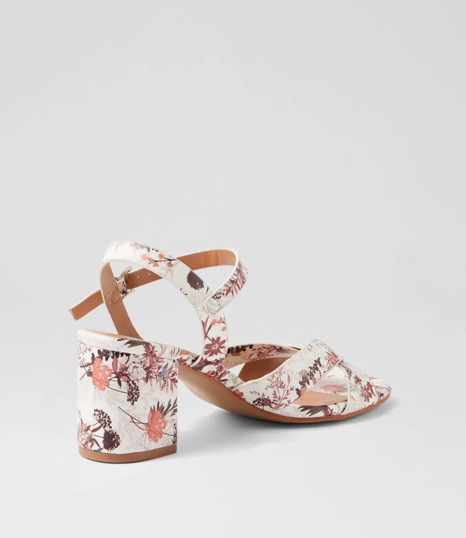 I LOVE BILLY Kora White Brown Floral Sandals