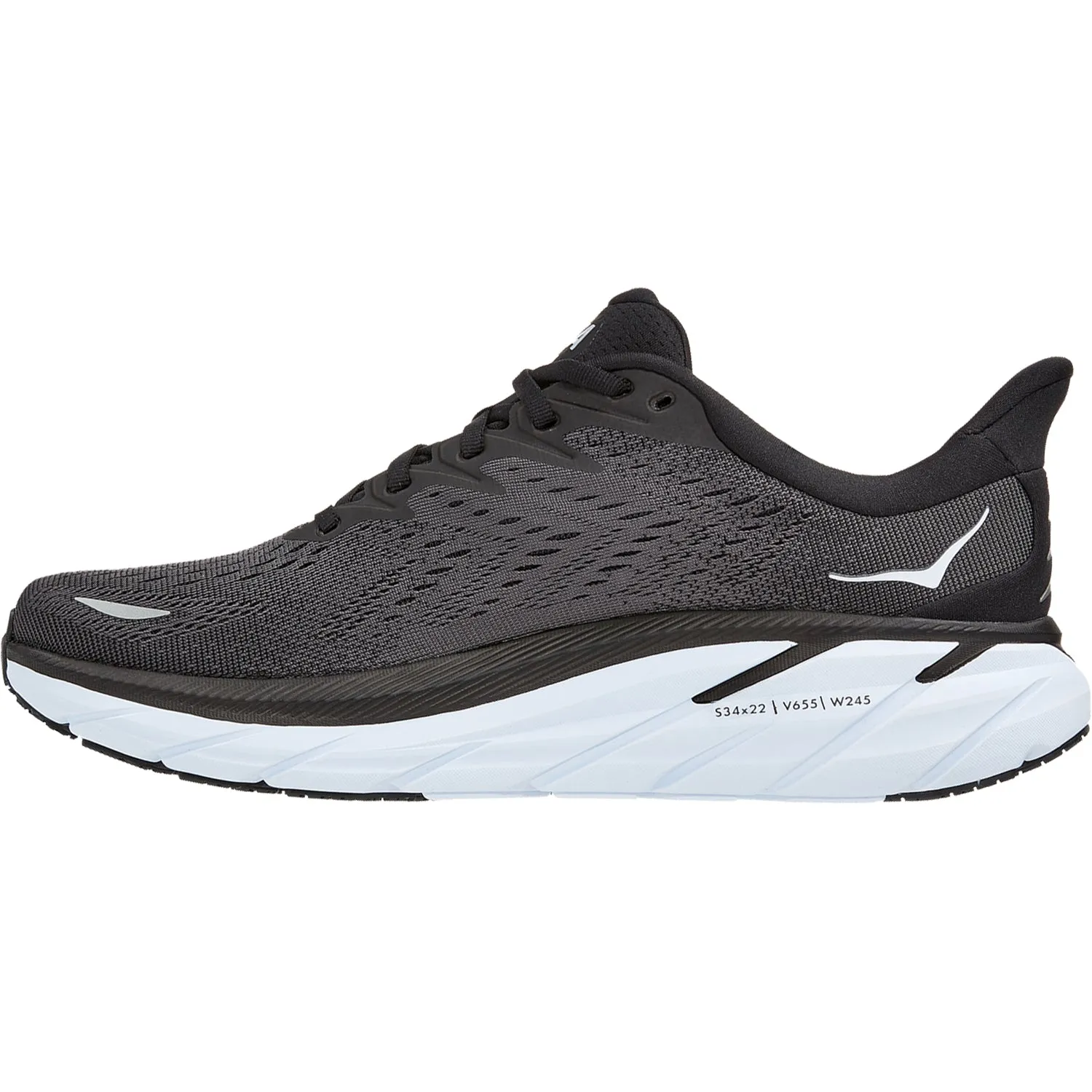 Men's Hoka Clifton 8 Black/White Mesh