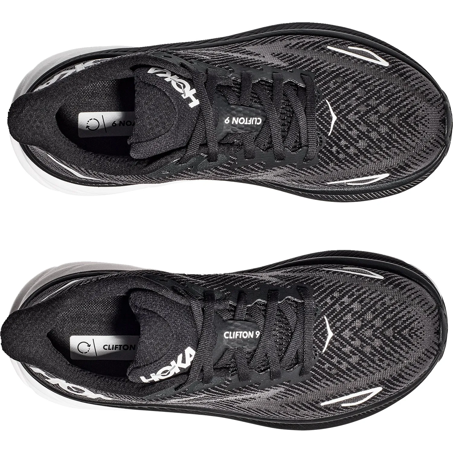 Men's Hoka Clifton 9 Black/White Mesh