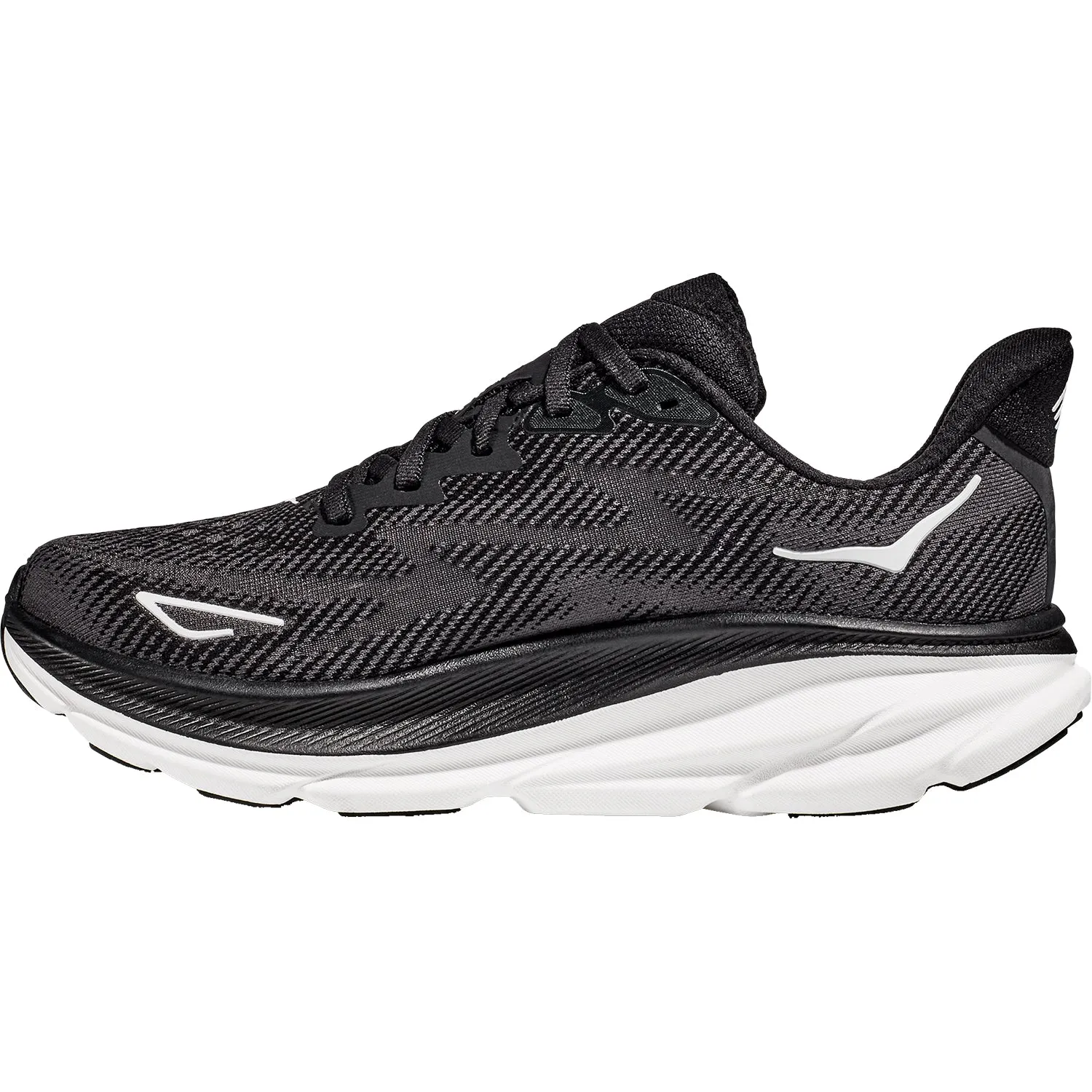 Men's Hoka Clifton 9 Black/White Mesh