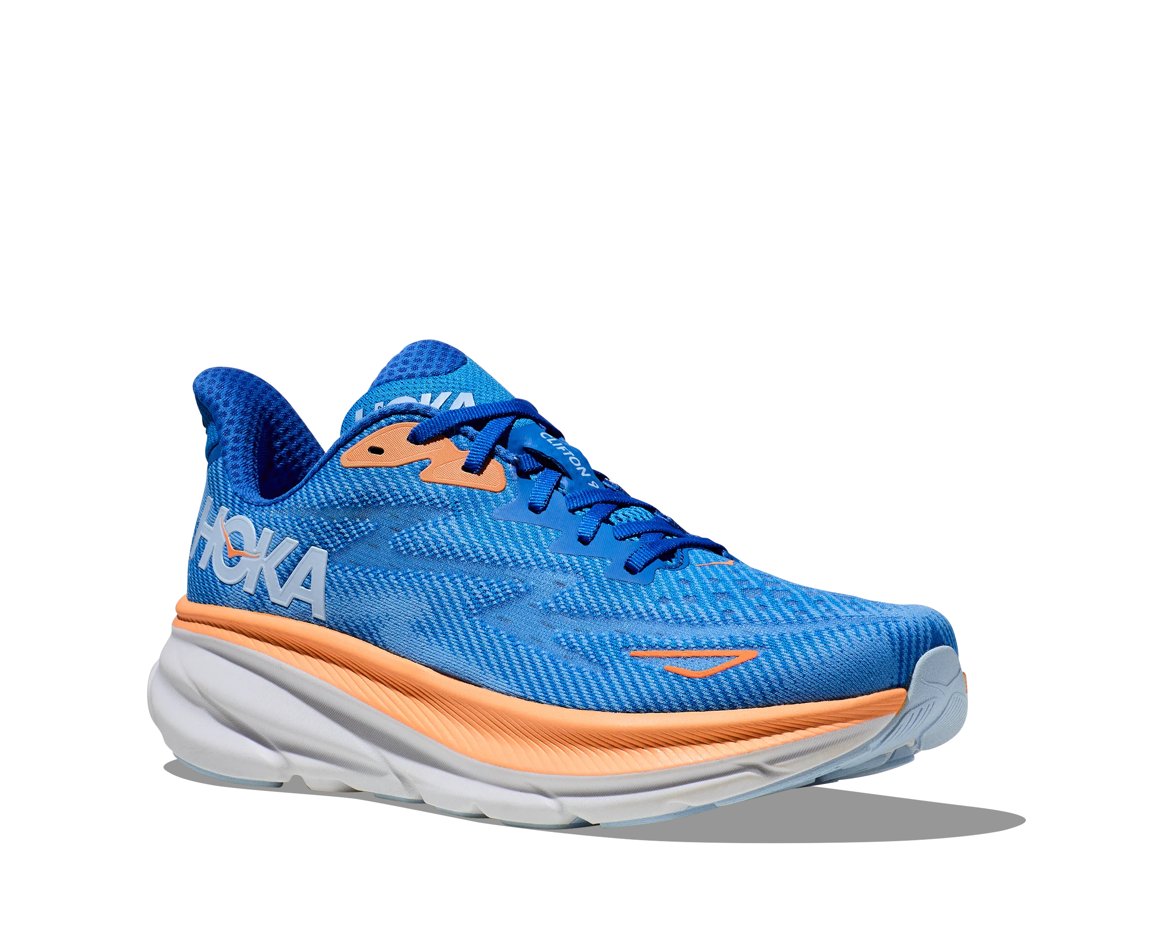 Men's Hoka Clifton 9 Color: Coastal Sky/All Aboard