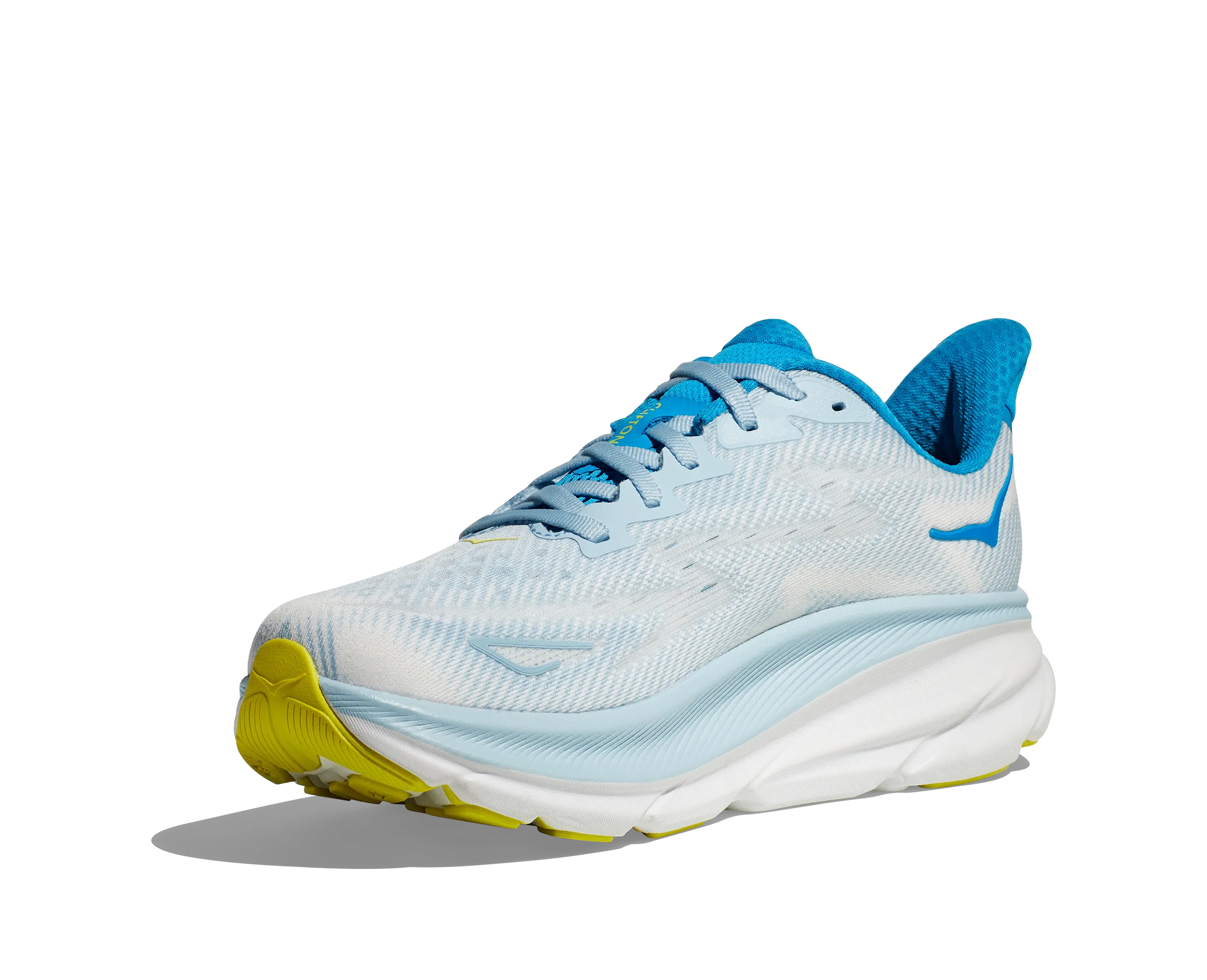 Men's Hoka Clifton 9 Color: Ice Water / Evening Primrose