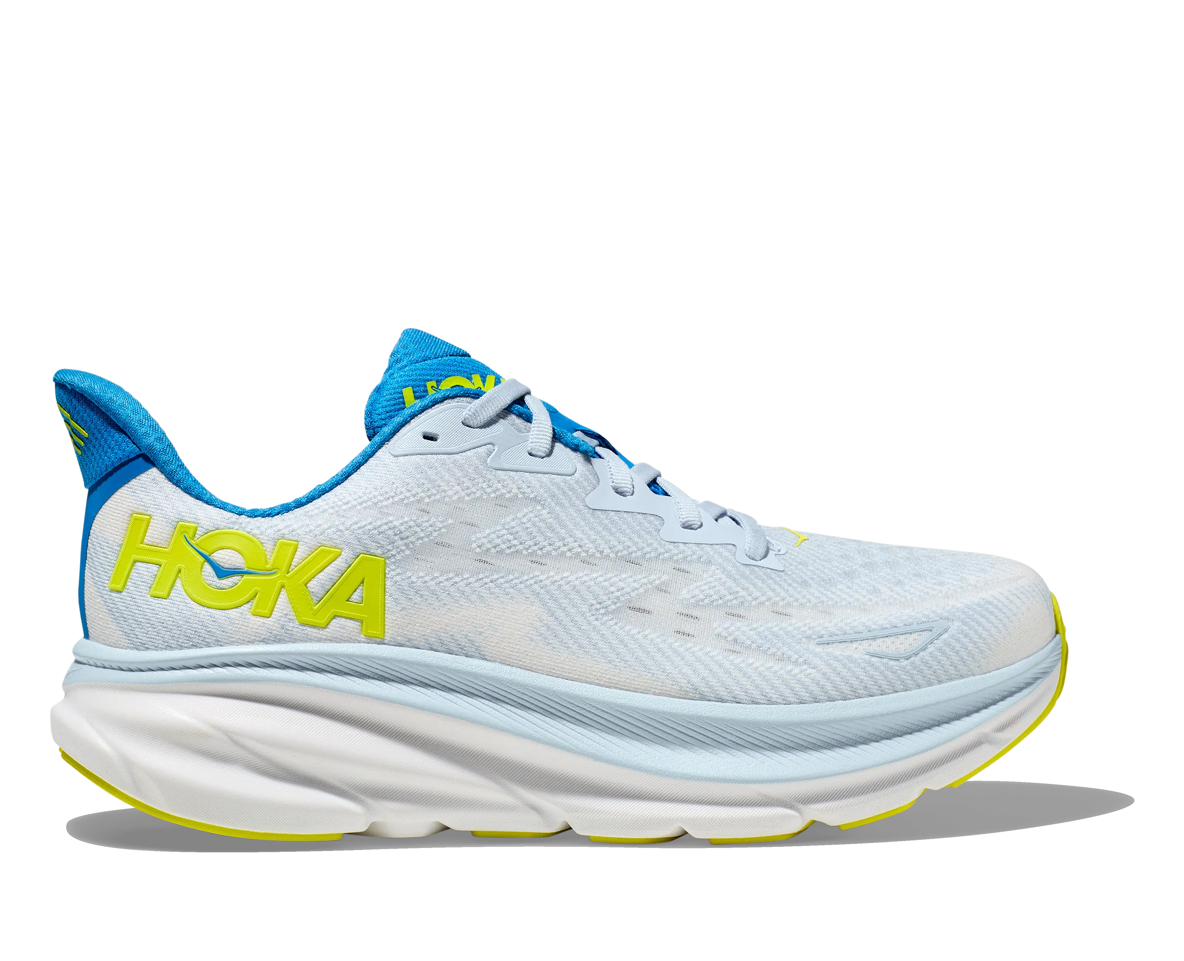 Men's Hoka Clifton 9 Color: Ice Water / Evening Primrose