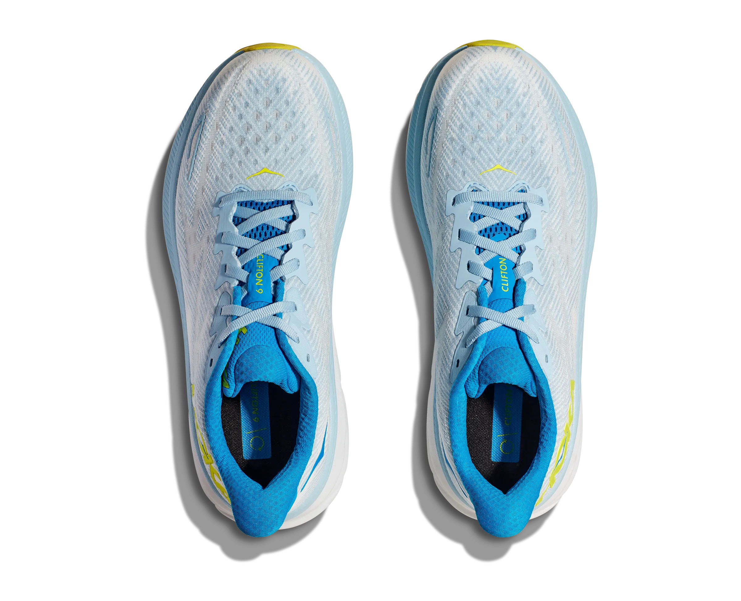 Men's Hoka Clifton 9 Color: Ice Water / Evening Primrose