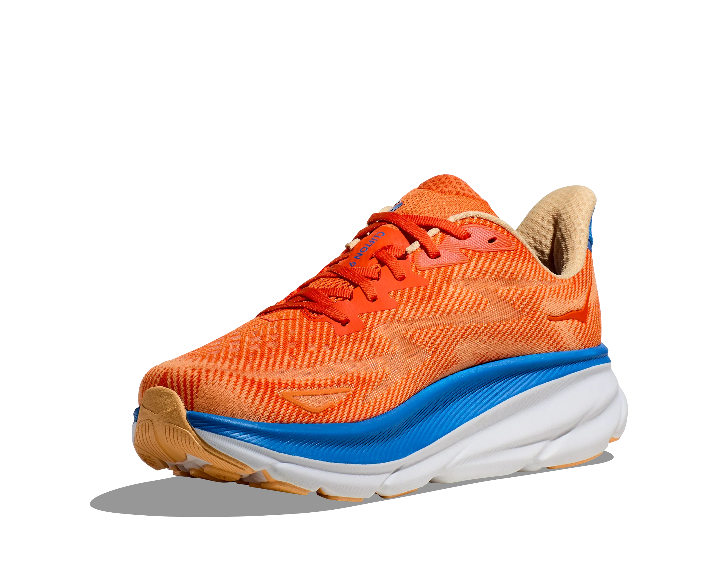 Men's Hoka Clifton 9 Color: Vibrant Orange/Impala