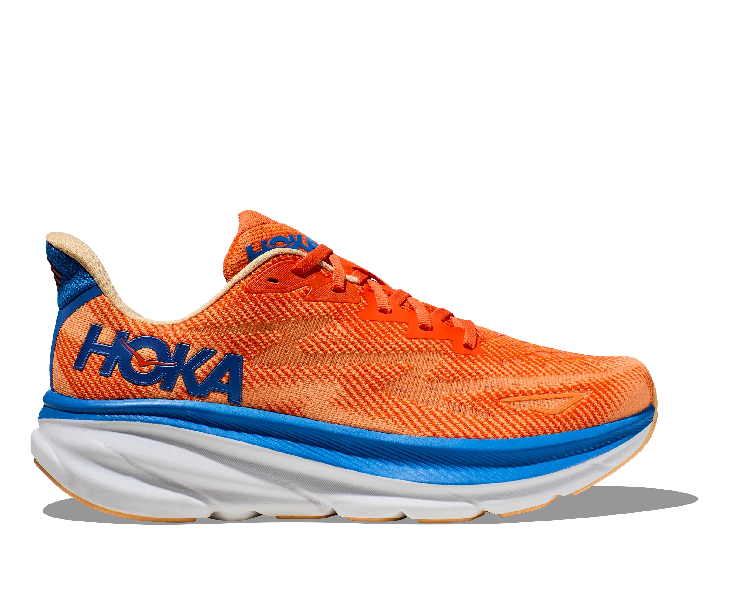 Men's Hoka Clifton 9 Color: Vibrant Orange/Impala