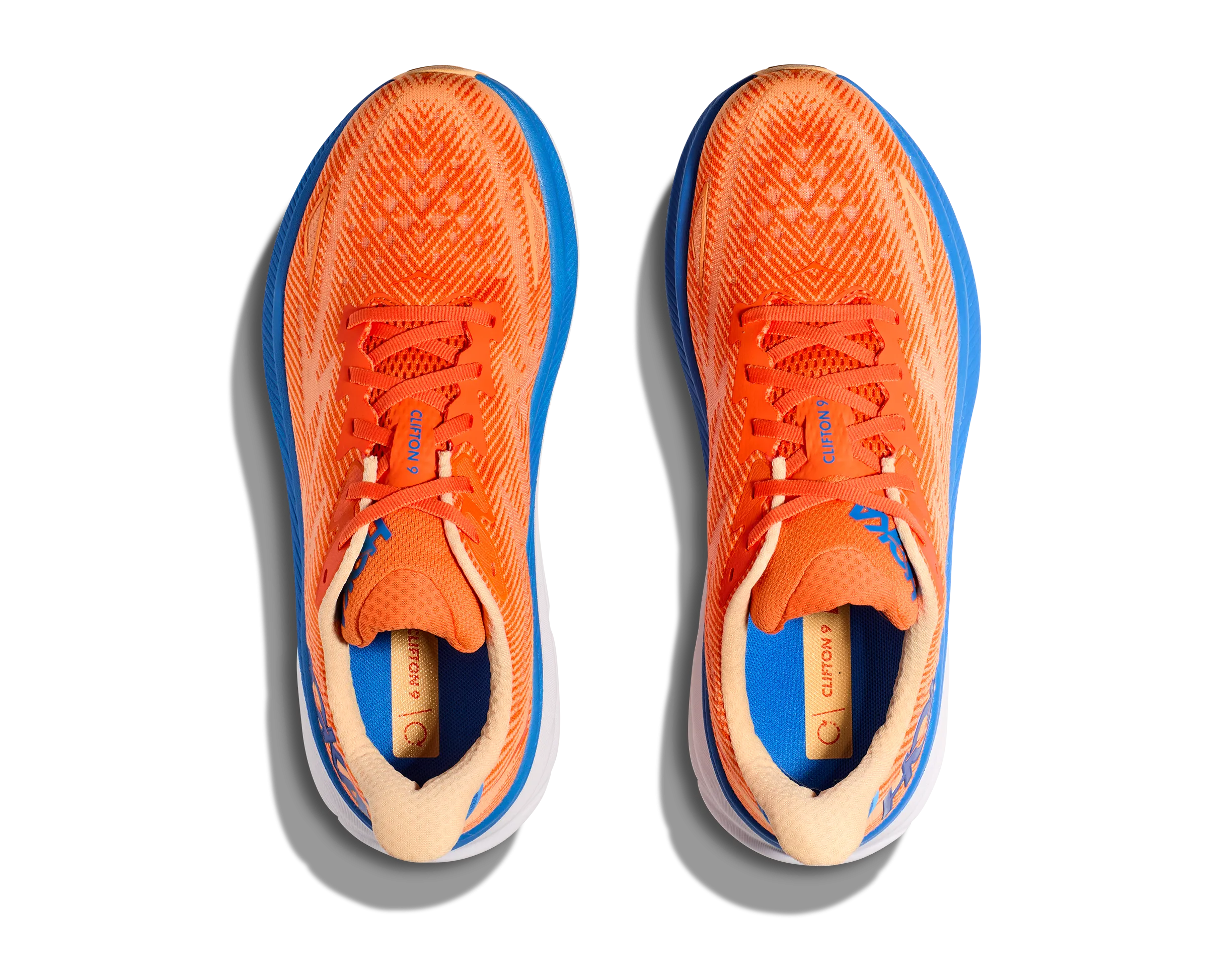 Men's Hoka Clifton 9 Color: Vibrant Orange/Impala