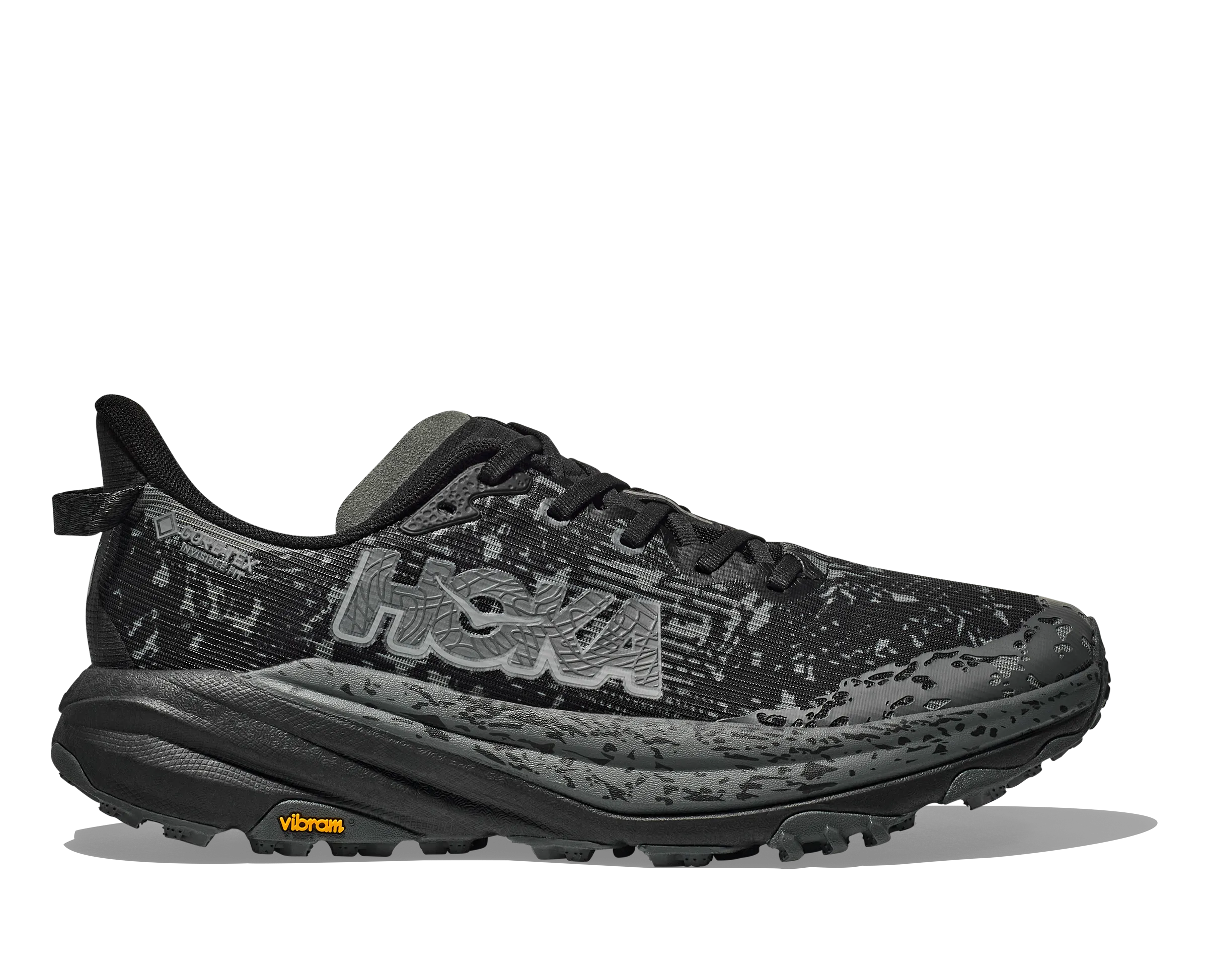 Men's Hoka Speedgoat 6 GTX Color: Black / Outer Orbit (WIDE WIDTH)