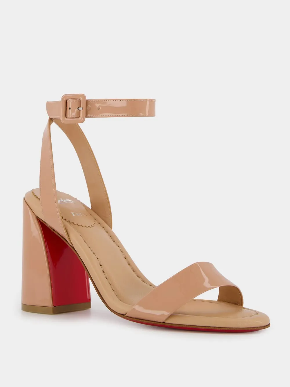 Miss Sabina 85 Nude Patent Strappy Sandals