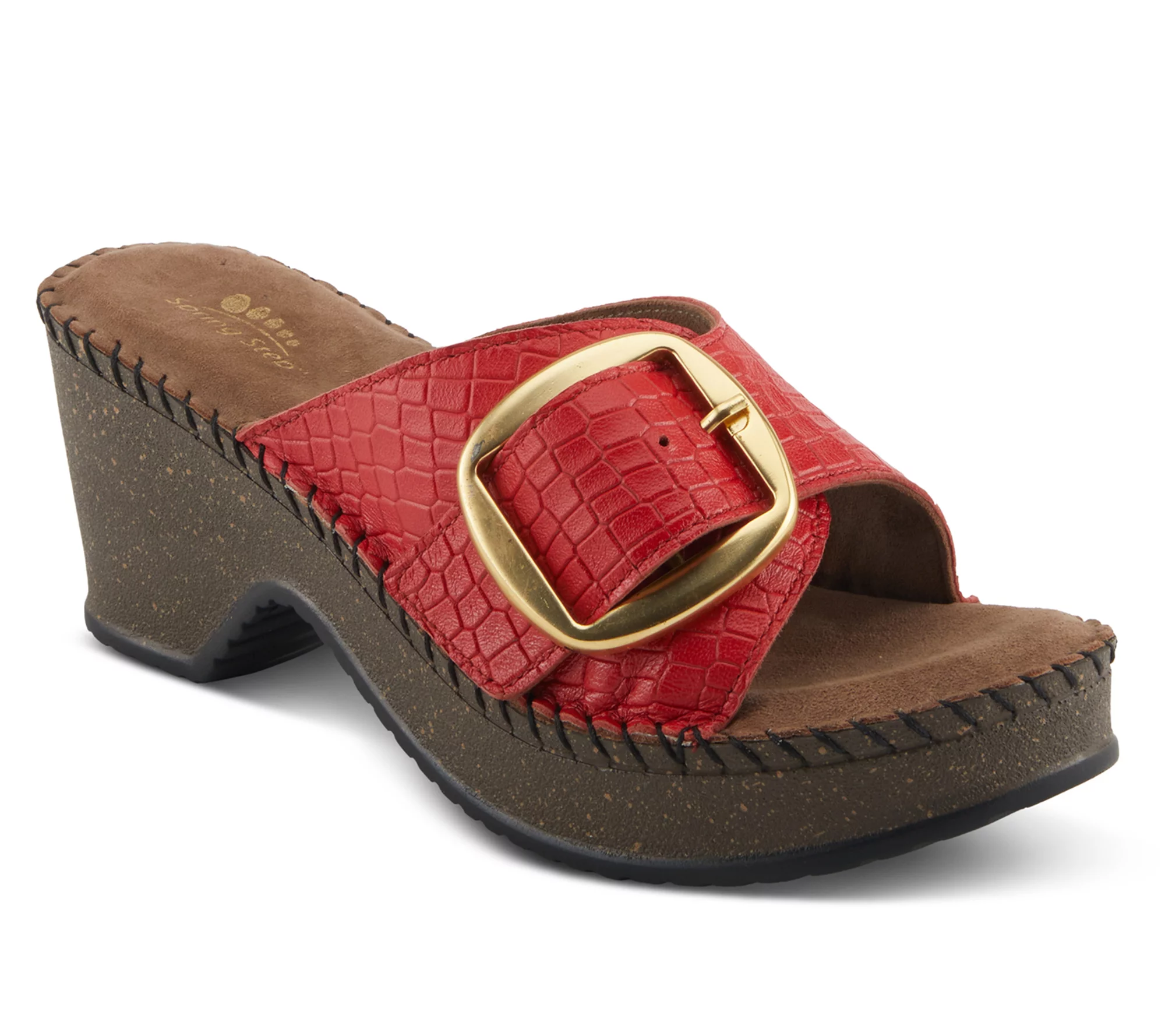 Spring Step Leather Slide Wedge Sandals -Nienna