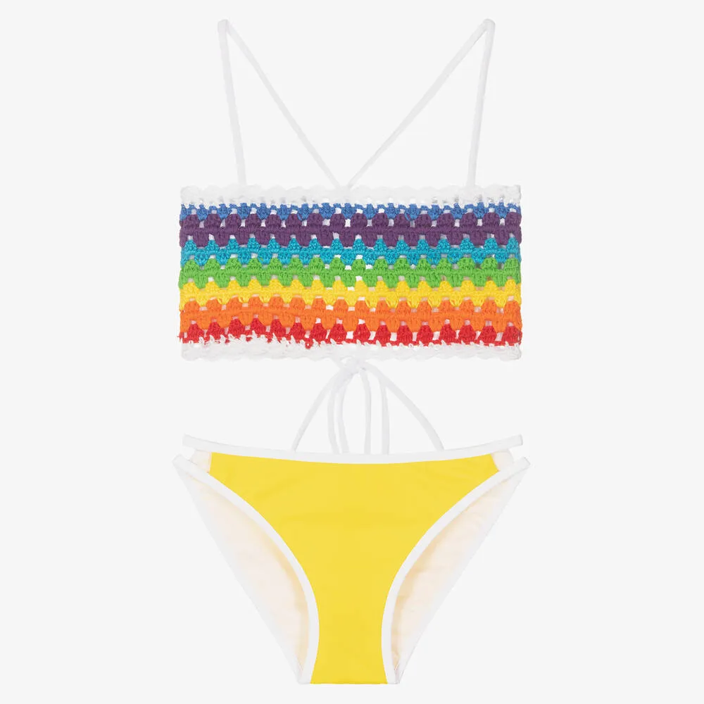 Teen Girls Yellow Crochet Bikini