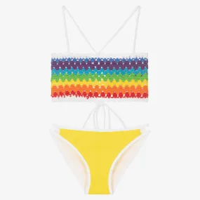 Teen Girls Yellow Crochet Bikini