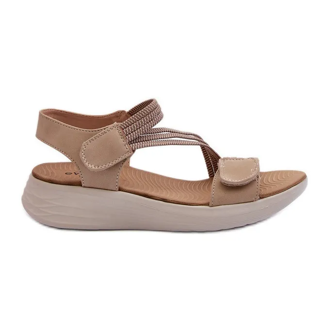 Women's Comfortable Velcro Sandals Beige Eladora