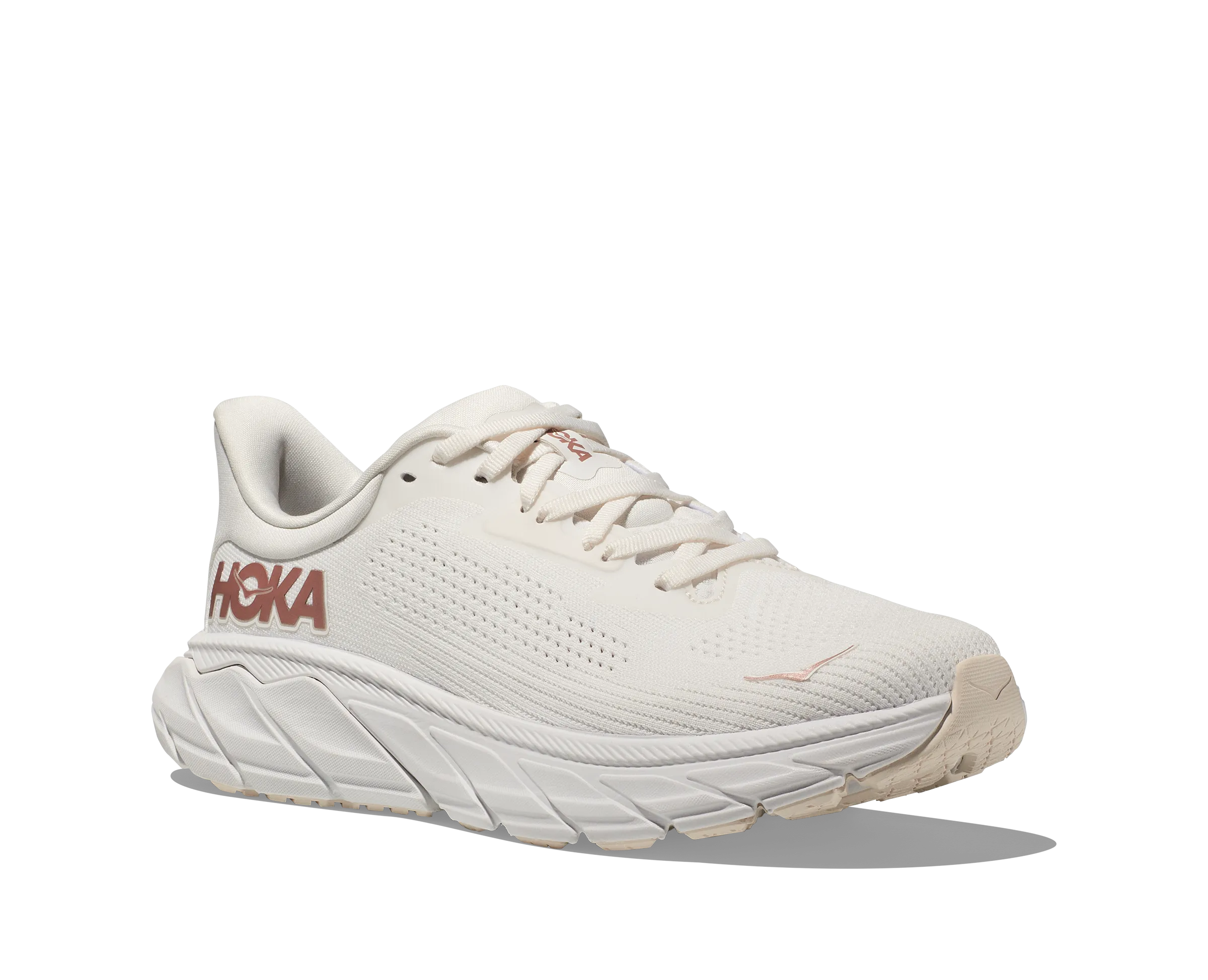 Women's Hoka Arahi 7 Color: Blanc De Blanc / Rose Gold