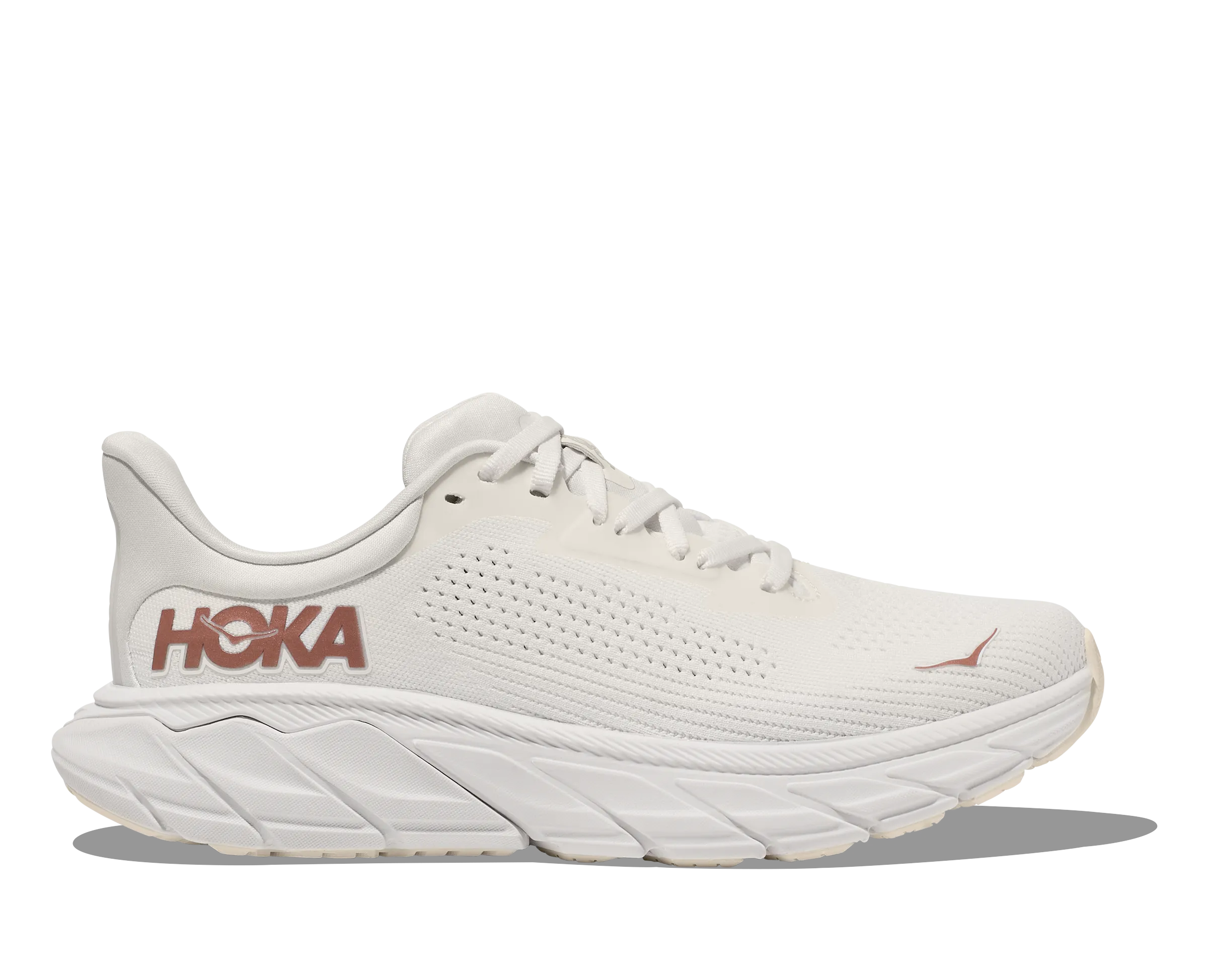 Women's Hoka Arahi 7 Color: Blanc De Blanc / Rose Gold